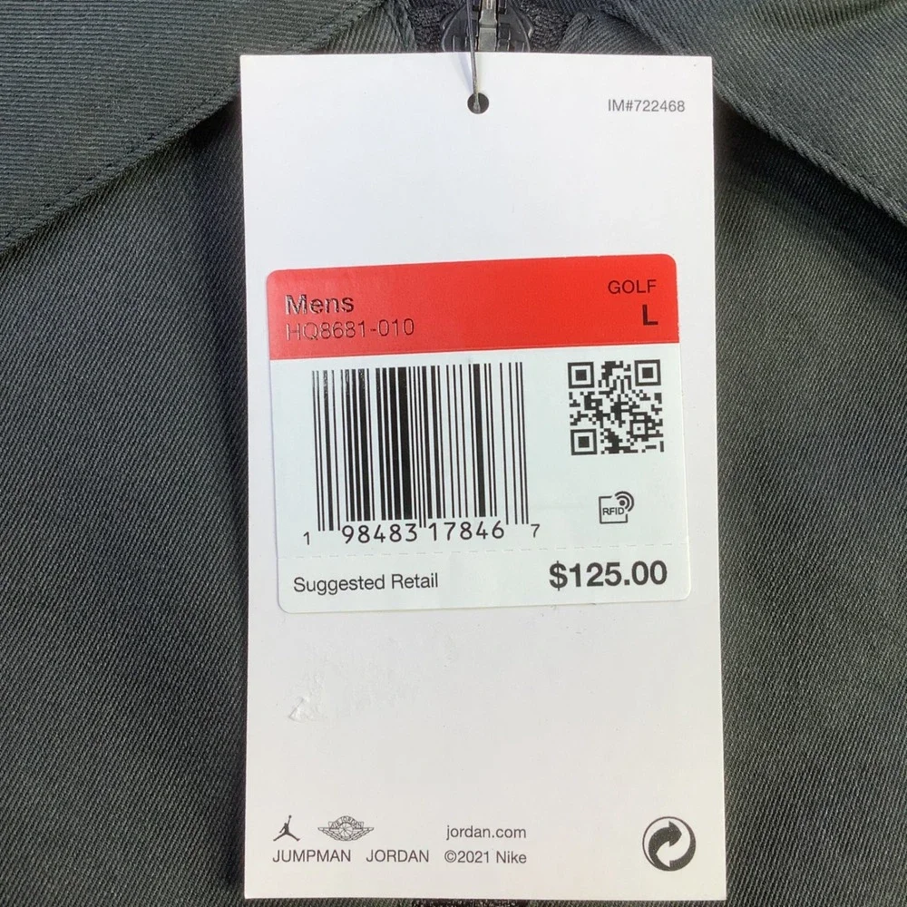 Jordan Golf Full Zip Lightweight Golf Jacket Grey Mens Size Large NWT